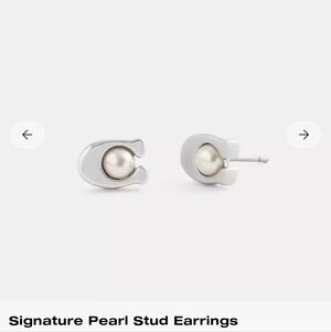 New! Coach Elegant Silver Pearl Stud Earrings